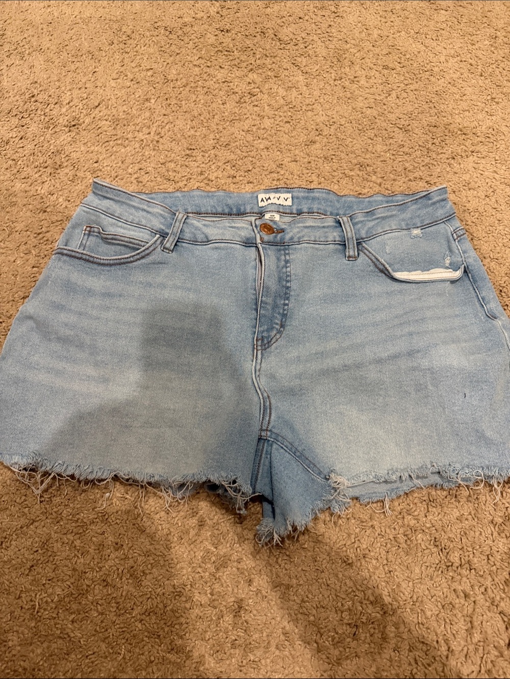 Light Blue Denim Frayed Hem Women's Shorts